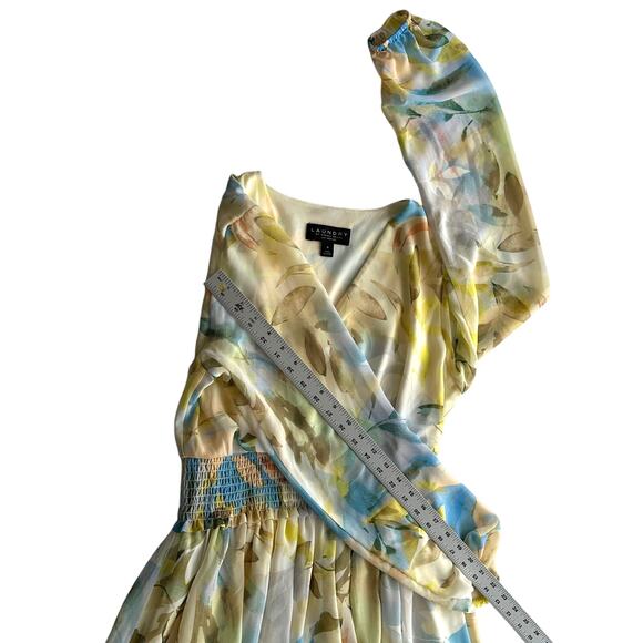 Laundry by Shelli Segal Floral Sheer Overlay Pastel Puff Sleeve Maxi Dress 6 - Picture 8 of 10